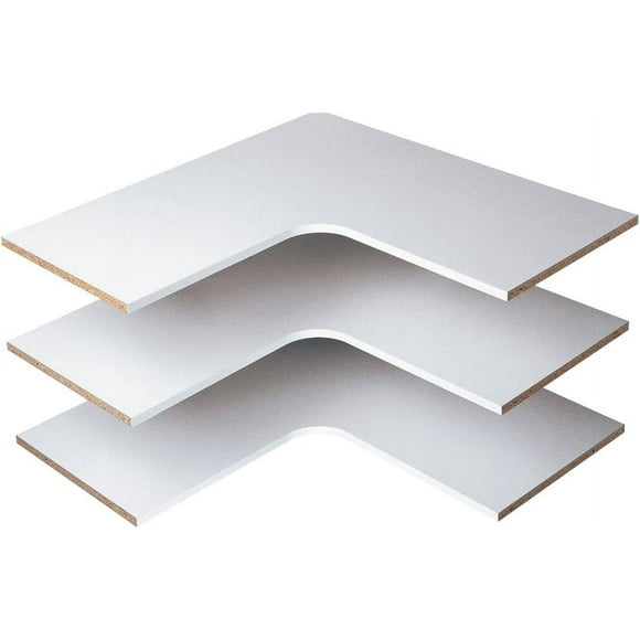 Easy Track Corner Shelves Closet Storage, 30"x30" - 3 Pack, White