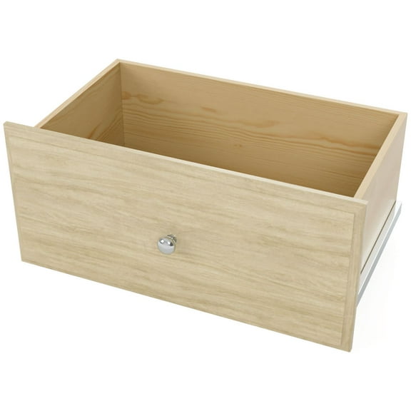Easy Track Deluxe 12 Inch Wood Closet Shelf Storage Drawer, Honey Blonde