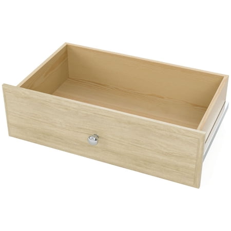 Easy Track Deluxe 8 Inch Wood Closet Shelf Storage Drawer, Honey Blonde