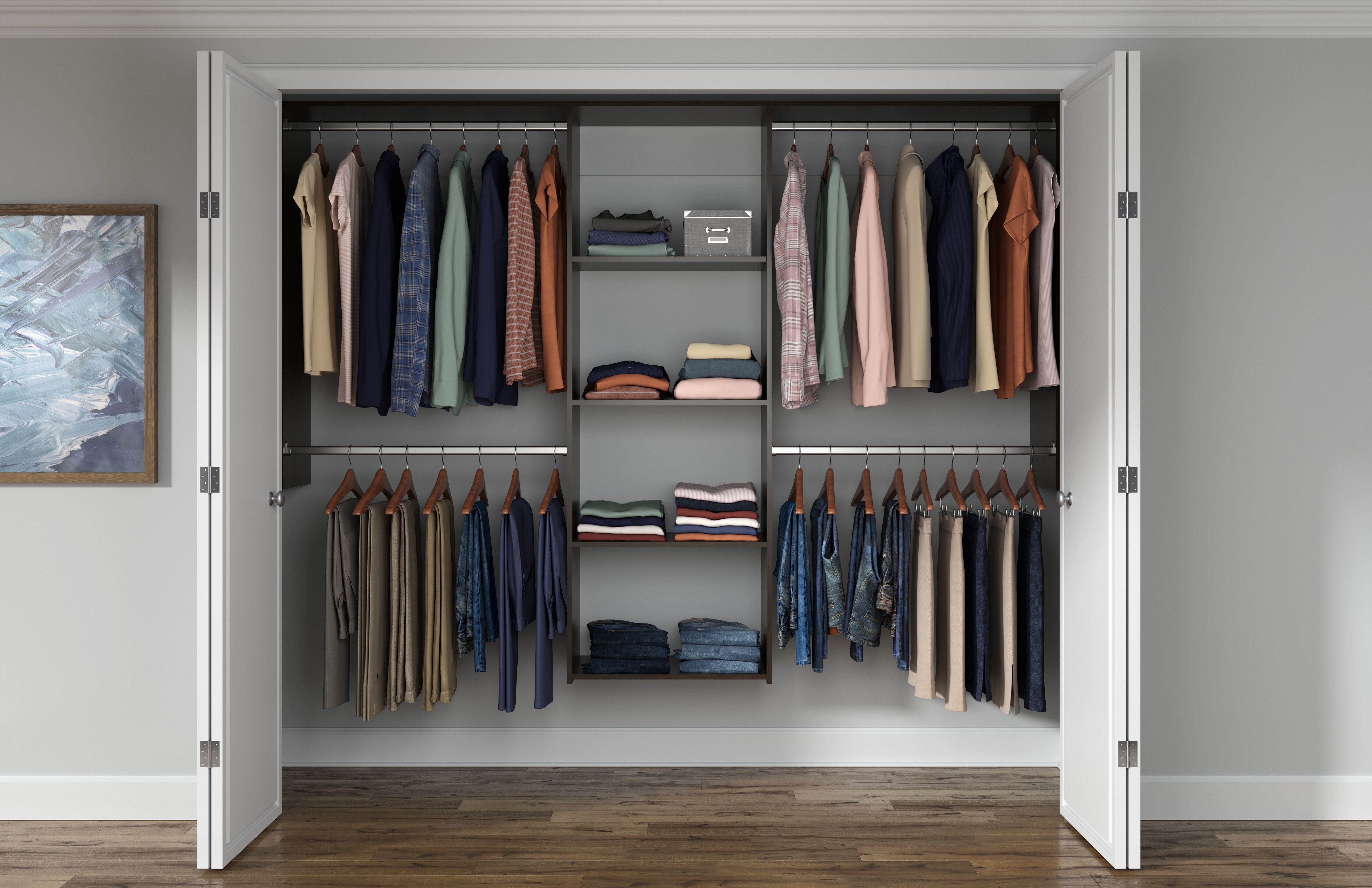 Easy Track Closet Storage Organizer System with Shelves White