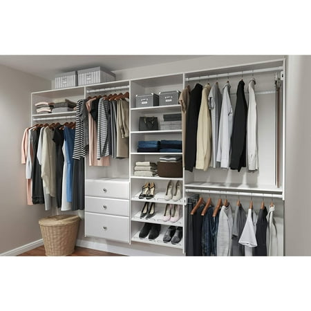 Easy Track - Dual Tower Closet Storage Organizer with Shelves and Drawers - White