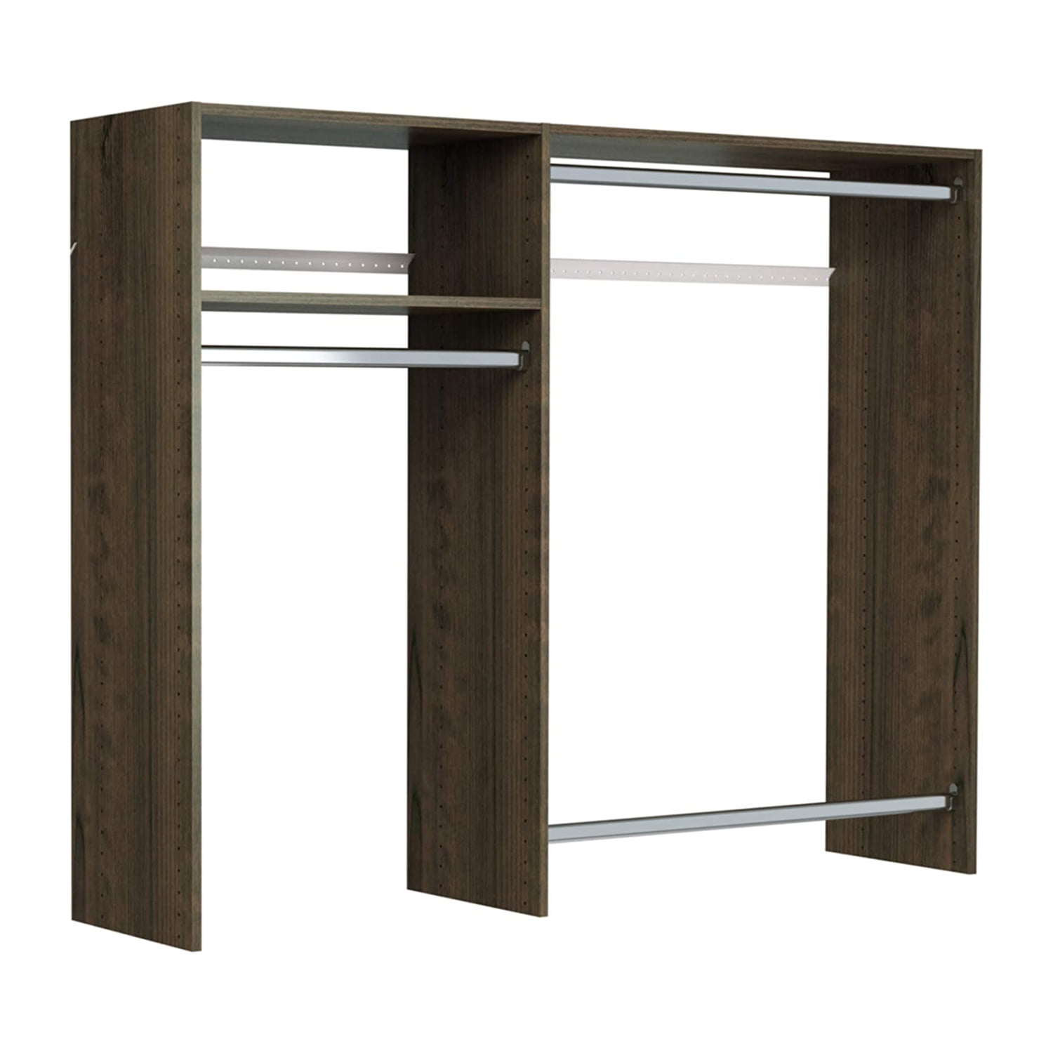 Truffle Wall-Mount Closet System with Satin Nickel Hardware