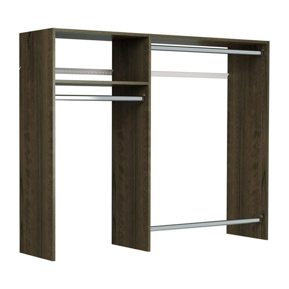 Easy Track Hanging Closet Organizer Rack, Brown