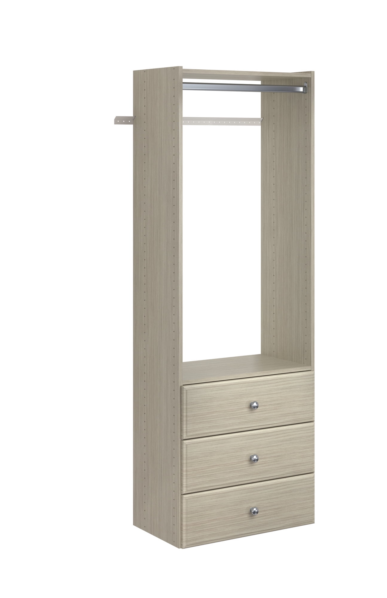 Weathered Gray Adjustable Closet Tower with Drawers