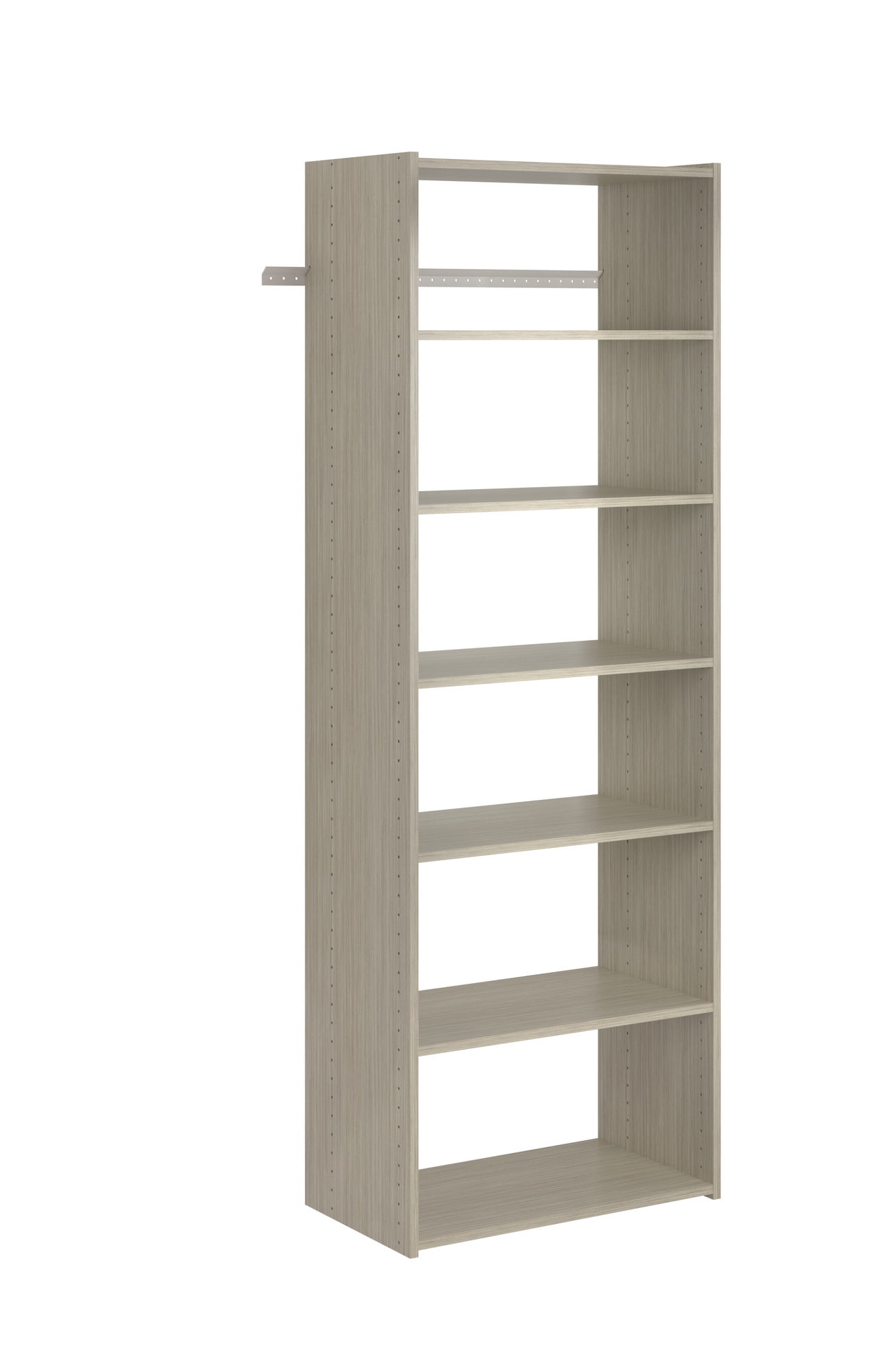 Weathered Grey 72" Wood Closet Organizer with Adjustable Shelves