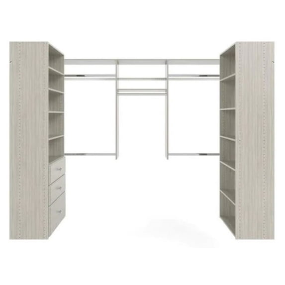 Easy Track PH61-CG 48" X 96" X 48" U-Shape Walk-In Closet Organizer System - Grey