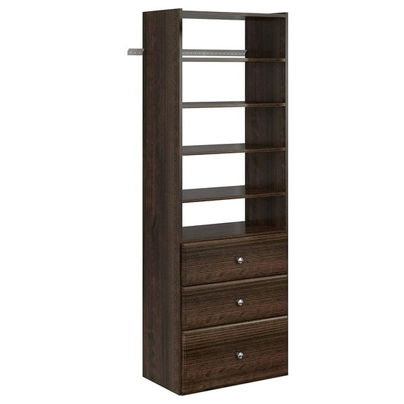 Easy Track Premium Tower Closet Organizer with Shelves and Drawers, Truffle