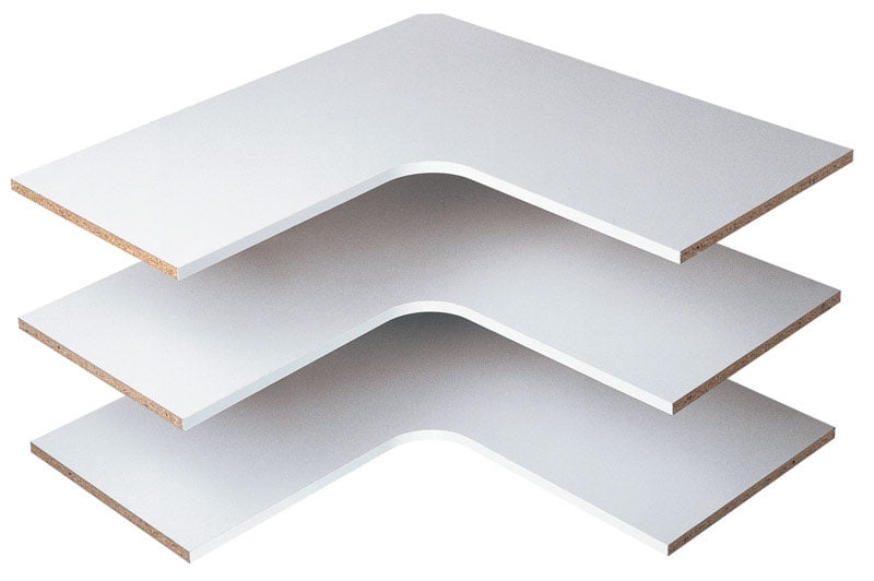 White Finished Corner Shelves with Hardware, 3-Pack