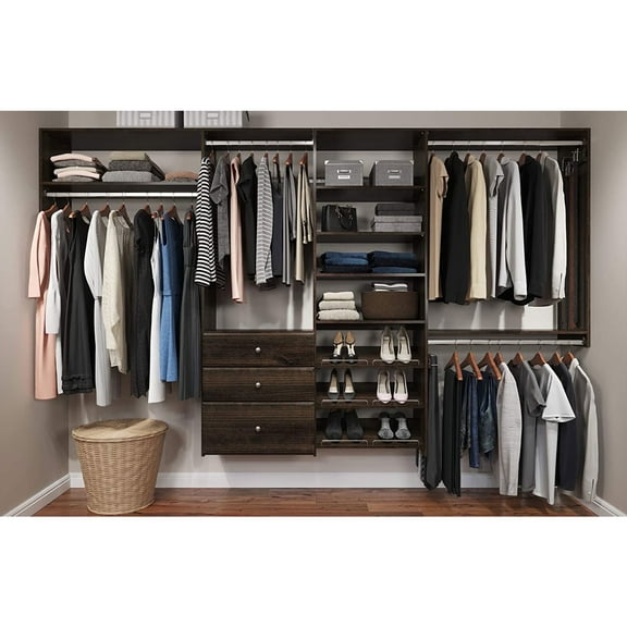 Easy Track Wood Laminate Dual Tower Closet Organizer