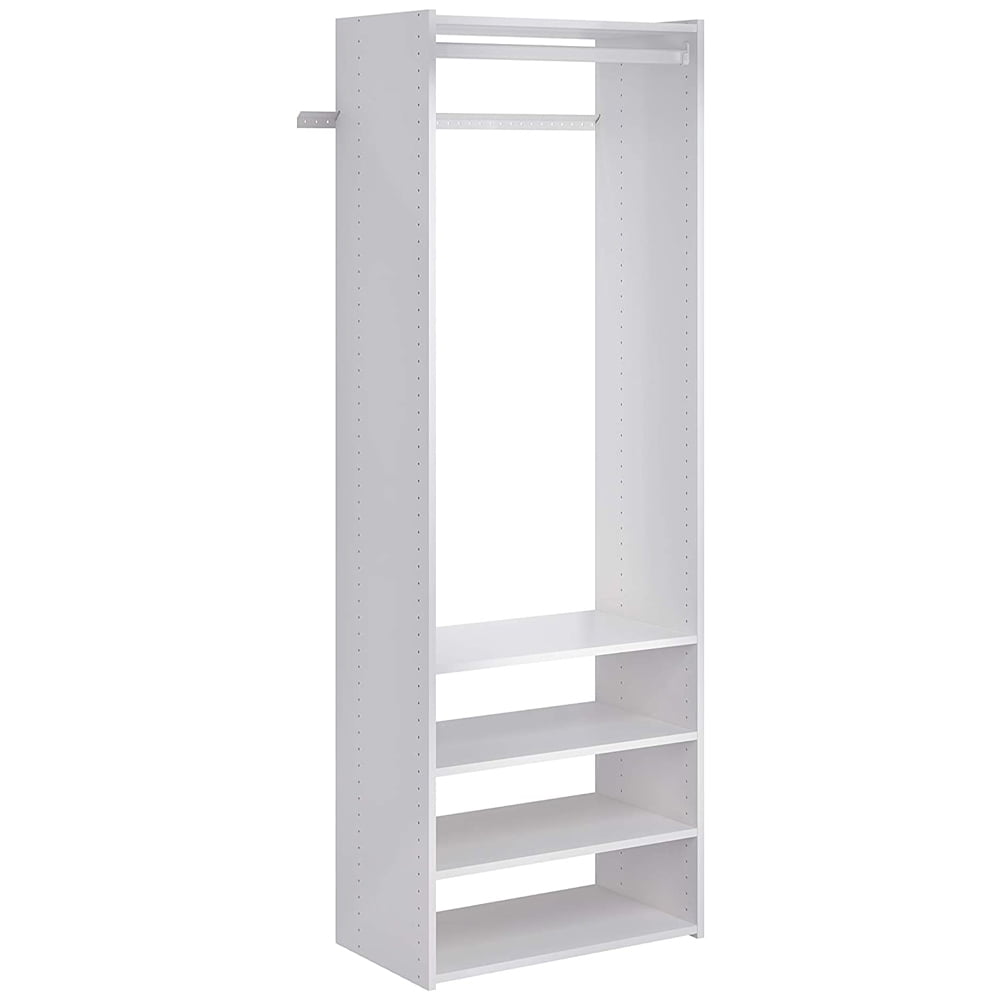 White Wooden 72" Closet Organizer System with Shelves