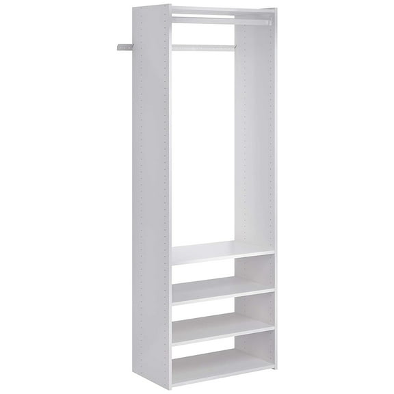 Easy Track Wooden Select Tower Closet Organizer System Kit with Shelves, White