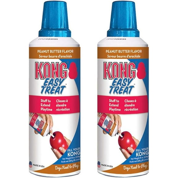 Easy Treat - Spreadable Liquid Paste for Dog Lick Mats & Slow Feeders - Pet Treat Spray for Dog Enrichment - 8 oz, Peanut Butter (2 Pack)