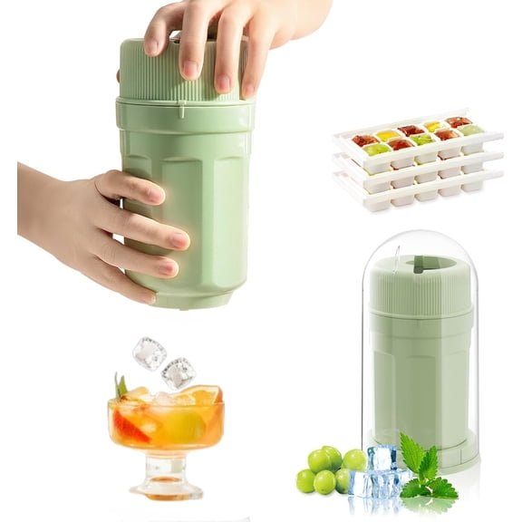 Easy-Twist Ice Cube Tray Kit with Lid - 3-Pack Stackable Ice Molds & Release Tool, BPA-Free Rotating Ice Maker for Whiskey, Cocktails & Home Bar (Green)