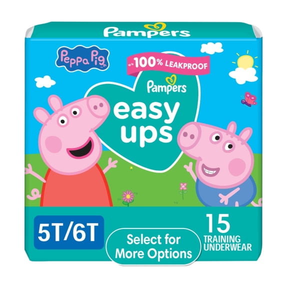 Easy Ups Peppa Potty Training Pants Girls Size 5T-6T, 15 Count (Select for More Options)