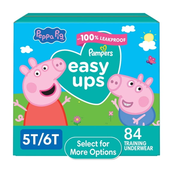 Easy Ups Peppa Potty Training Pants Girls Size 5T-6T, 84 Count (Select for More Options)