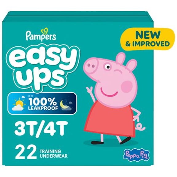 Easy Ups Potty Training Underwear for Boys and Girls, Size 5 (30-40 lbs), 22 Count, 100% Leak-Proof Day & Night Protection