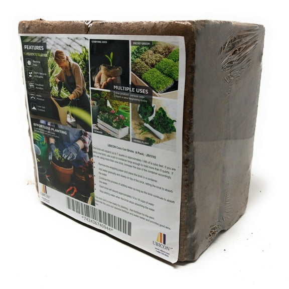 Easy Use Eco Friendly Coco Coir Bricks for Hydroponics, Gets 7 Quarts, Excellent Aeration, Reduces Weed Growth, Retains Water and Prevents Soil Erosion (4)