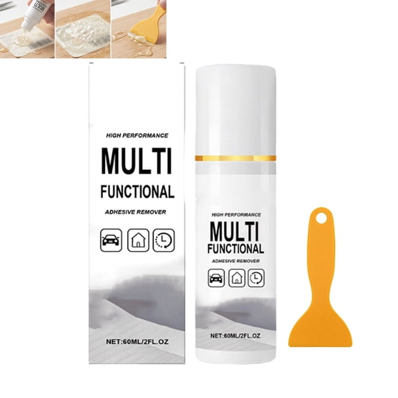 Easy-Use Glue & Tape Residue Cleaner, Powerful Sticker Remover Spray with Scraper, Multi Purpose Fast-Acting Adhesive Remover for Cars, Glass, Plastic, Metal