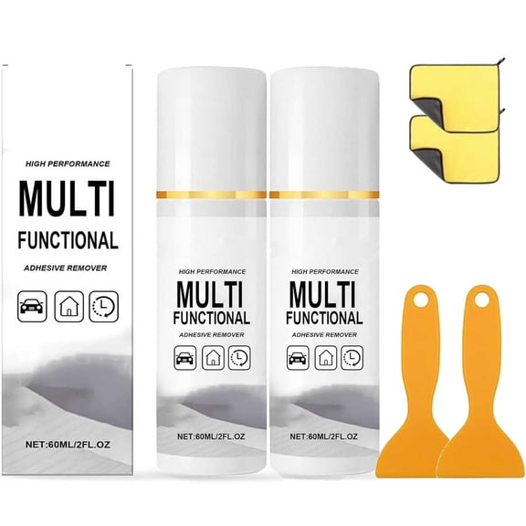 EasyUse Glue & Tape Residue Cleaner Sticky Mess, Gone, 2026 Multi-Purpose Fast-Acting Adhesive Remover, Powerful Sticker Remover Spray with Scraper, for All Surfaces, No Damage, No Residue (2Pcs)