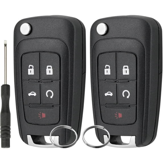 2×5 Button 315 MHz Car Remote Control Flip Key for Chevy Cruze Camaro Equinox Impala Malibu Sonic Remote Car Key Fob (OHT01060512) ID46 Chip with Keyring and Screwdriver