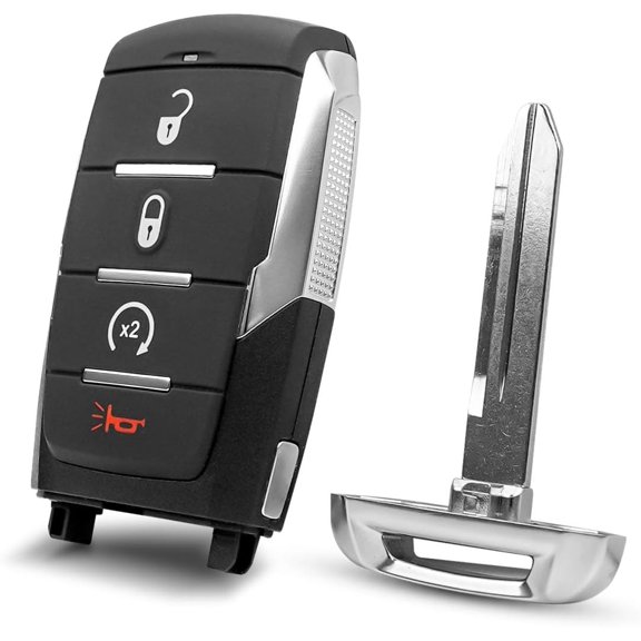 Easy to Use 4 Buttons Smart Remote Key Fit for Ram 1500 2019 2020 2021 2022, Keyless Entry Remote Control Remote Start Replace 68442907 68291689 FCC ID OHT-4882056