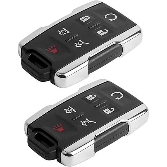 Easy to Use 6 Button Key Fob Compatible with Chevy Tahoe /Suburban/GMC Yukon 2014 2015 2016 2017 (FCCID: Chrome) Set of 2