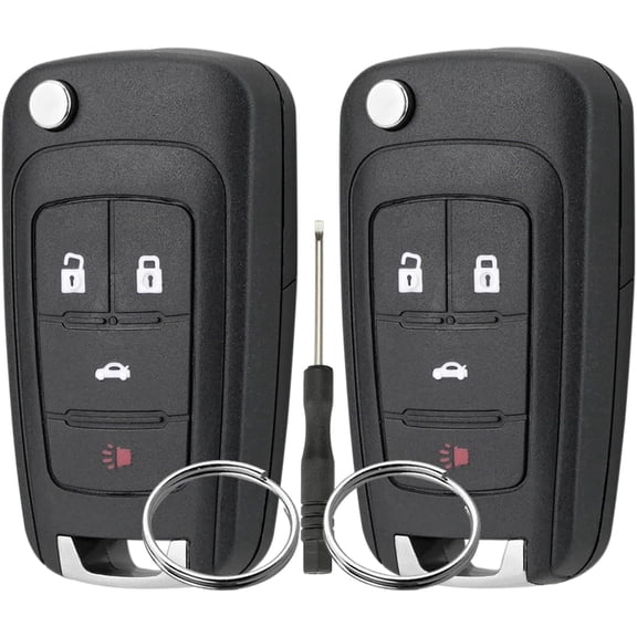 Car Key Remote Control for Chevrolet Folding Key 315MHZ w/Electronic 46 Chip Unmarked Slot Semi-Intelligent OHT01060512(2pcs) w/Key Ring & One Screwdriver (4 Button)