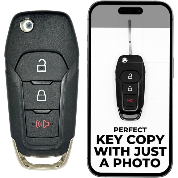 Cut Flip Key Fob Replacement Fits for Ford F150 F250 F350 2015 2016 2017 2018 2019 2020 2021 2022 Remote keyless Entry Systems Ranger Bronco Maverik (3 Buttons)