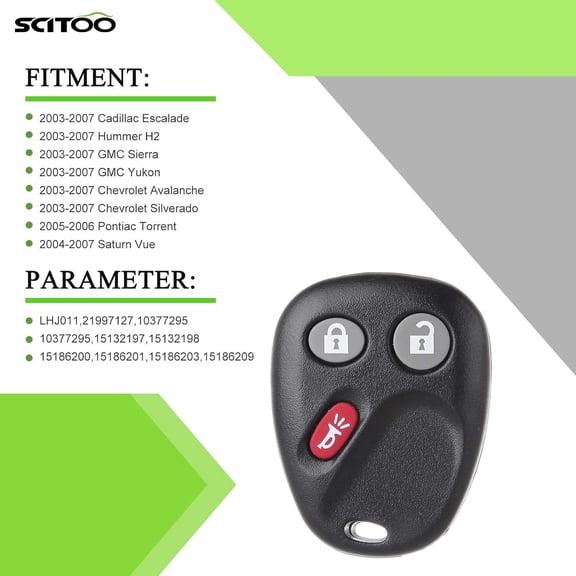Key Fob Keyless Entry 2003-2006 for Chevy for Avalanche 1500 5.3L, 2003-2006 for Chevy for Avalanche 2500 8.1L, 2003-2006 for Chevy for Tahoe 4.8L 21997127 (1 PCS) 3 buttons 315Mhz
