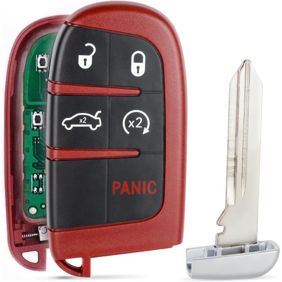Easy to Use Proximity Smart Key Fob Replacement Fits for Chrysler 300 Charger 2011-2018 Challenger 2015-2018 Dart 2014-2016 FCC ID: M3N-40821302 5Buttons 433MHz ID46 Chip