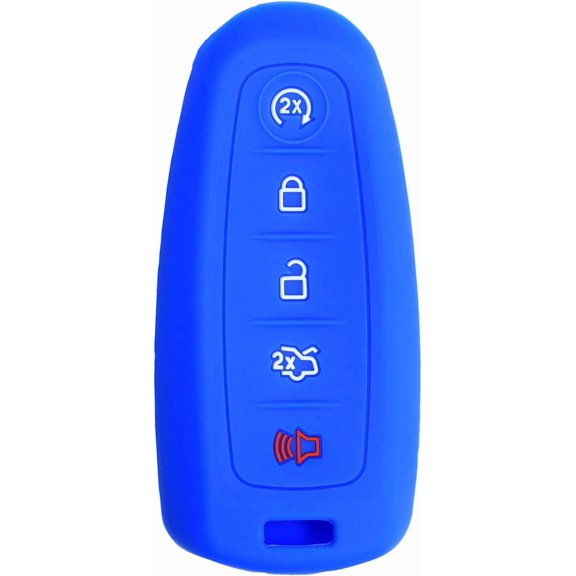 Easy to Use Smart Keyless Entry Fob Compatible with Ford Edge Explorer Flex Taurus Focus Expedition Escape M3N5WY8610 M3N5WY8609 8092 R8092 (Blue Silicone Case)