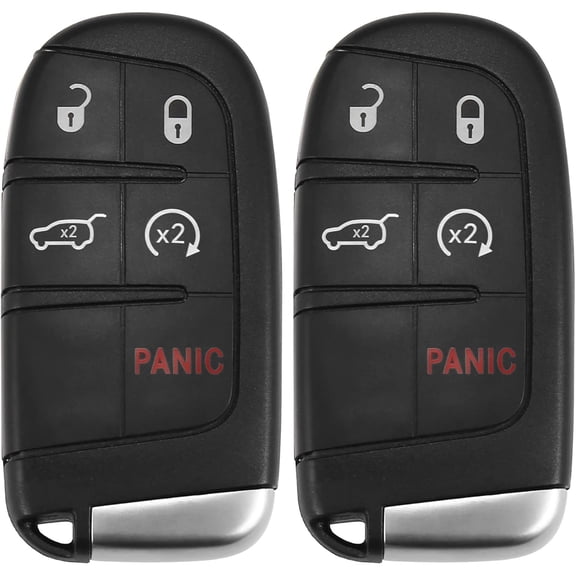 X AUTOHAUX 2pcs 433MHz Replacement Keyless Entry Remote Car Key Fob for Jeep Grand Cherokee 2014-2020 5 Buttons with Door Key 46 Chip Simple Setup