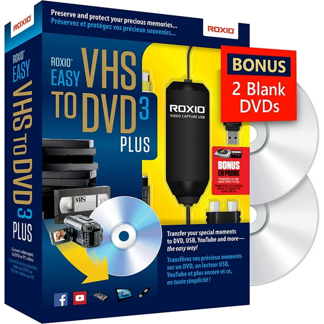 Easy VHS to DVD 3 Plus VHS, Hi8, V8 Video to DVD or Digital Converter