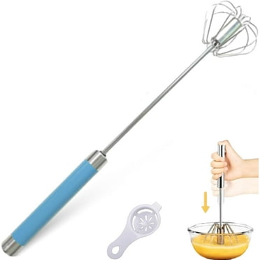 Easy Whisk - Easy Whisk Handheld Mixer, 10/12/14 Inch Semi Automatic Whisk, Easy Whisk Stainless Steel Hand Push Egg Beaters, Egg Beaters Hand Crank, Wisking Tool (1Pc 12in Blue)