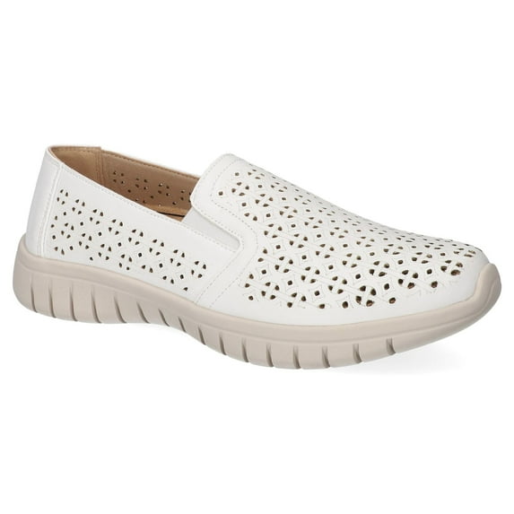Easy Works by Easy Street Mosaic Slip-Resistant Women's Shoes Color: White Size: 9.5 WIDE