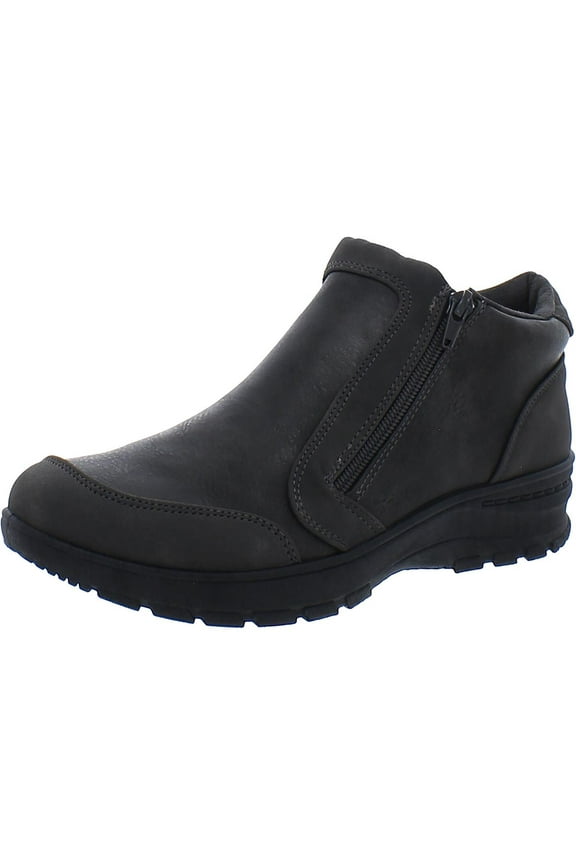 Easy Works by Easy Street Womens JOVI Faux Suede Double Zipper Ankle Boots