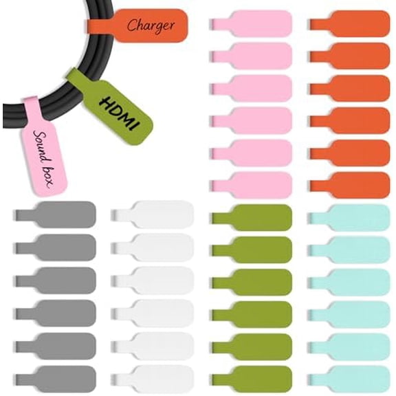 Easy Write-On Cable Labels Tags,2.28 in Large Size Cord Labels for Electronics, Organizing Label for Classroom Home Office Charging Cables & Wire Identification (36 PCS)