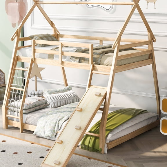 Easy - assemble Bunk Bed with Nets & Ramp - Maximize Bedroom Space