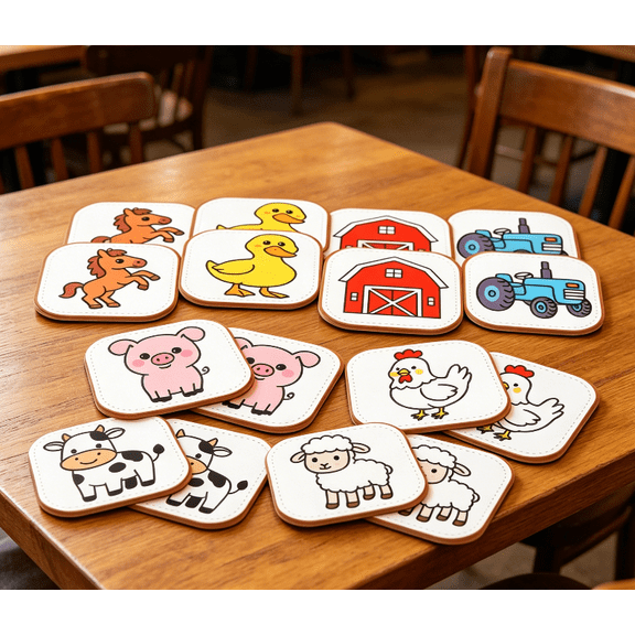 Easy-grip Thick Felt Game, Popular Farm Animal Memory Game, Water-resistant Material, Practical Educational Play Set
