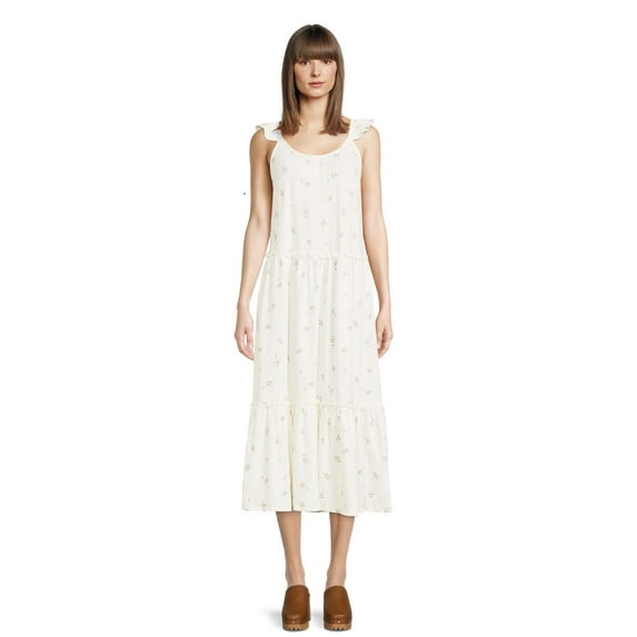 Easy-peasy Women's Casual Flutter Sleeve Tiered Dress, Sizes L