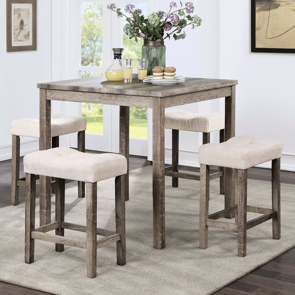 Easy - stow Stools & Linen - like Seats - Modern Dining Set for Small Spaces