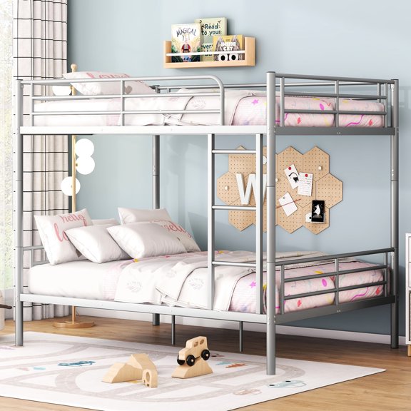 Easy - to - Assemble Full Over Full Iron Bunk Bed / For Quick Setup