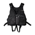 thumbnail image 1 of Easy-to-Carry Foldable Buoyancy Vest with 3 Front Pockets, Back Reflective Strip and Emergency Whistle, Universal Size Life Jacket for Water Activity, Black, 1 of 9