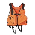 thumbnail image 1 of Easy-to-Carry Foldable Buoyancy Vest with 3 Front Pockets, Back Reflective Strip and Emergency Whistle, Universal Size Life Jacket for Water Activity, Orange, 1 of 8