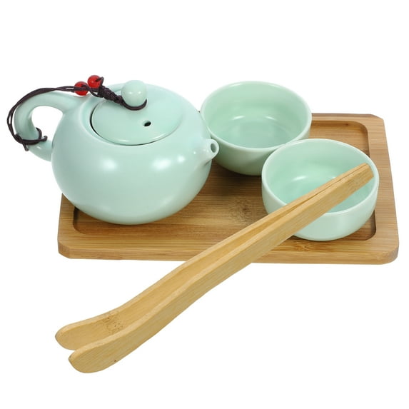 ULTNICE Traveling Tea Set Green 1Set 18.5In Length Tea Tray 11.5In Width Tea Tray