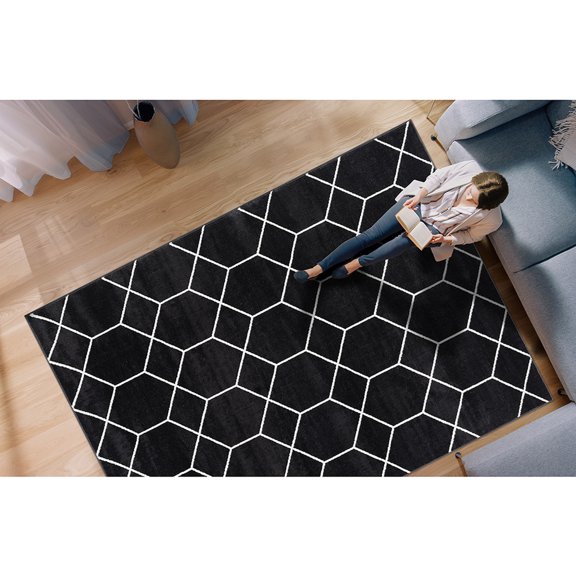 Easy to Clean - Geometric Trellis Pattern - Entryways - No Harmful Substances - Polyester Material