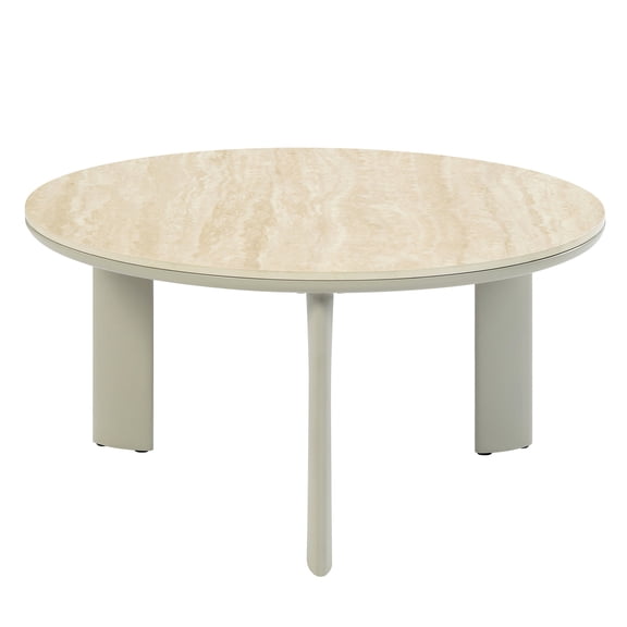 Easy-to-Clean Light Gray Ceramic Coffee Table for Transitional Decor in Living Areas