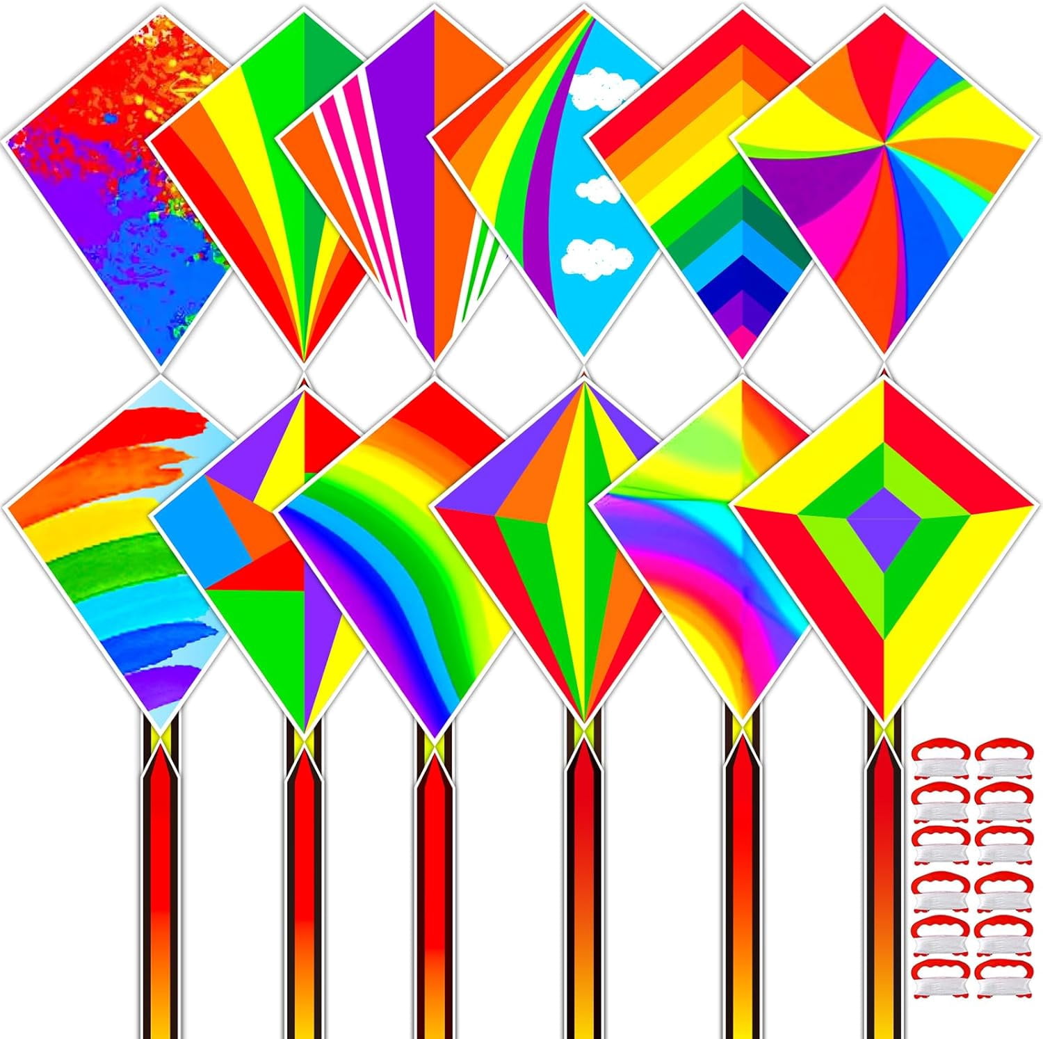 Easy-to-Fly Rainbow Diamond Kite for Kids Ages 3-12, Beach Outdoor Games Activities Easter Gift for Boys Girls Family