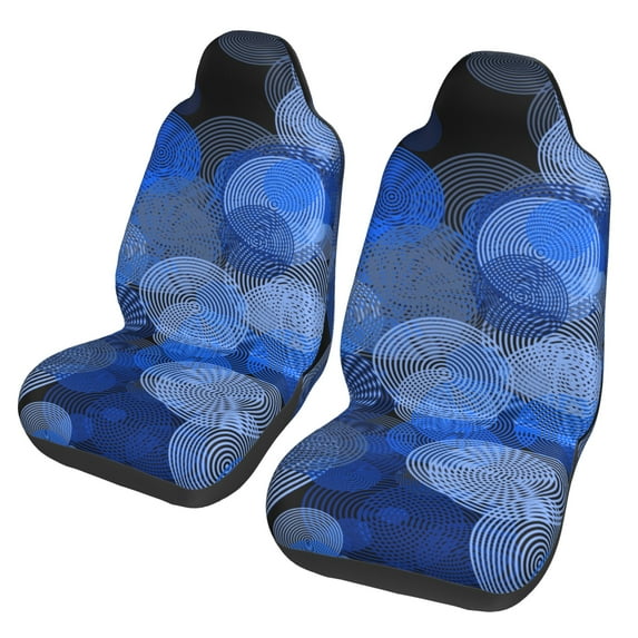 Easy to Install Car Universal Seat Cover, Blue Line Circle Four Seasons Universal Front Seat Cover, 2-Piece