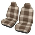 thumbnail image 1 of Easy to Install Car Universal Seat Cover, Brown Abstract Plaid Stripe Four Seasons Universal Front Seat Cover, 2-Piece, 1 of 8